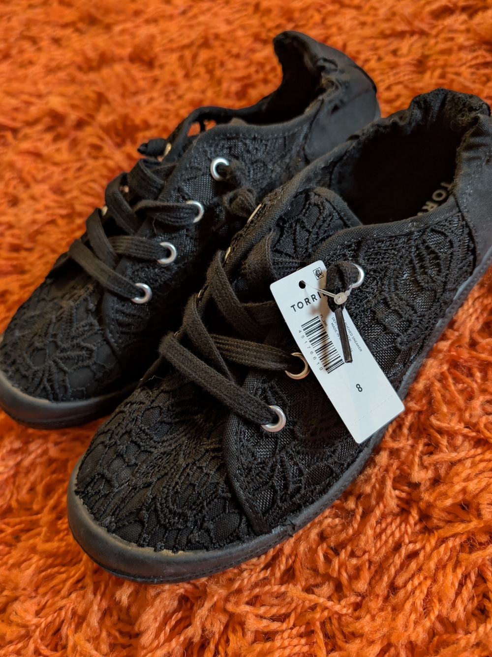 torrid Black Lace-Up Lace Overlay Sneakers